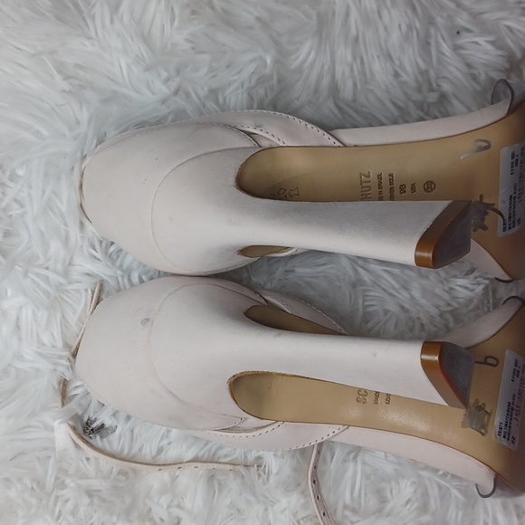 Schutz Kristy Nubuck Clear Vinyl Ankle Strap Dress Sandals Size 9B Rose Nude - Picture 12 of 13